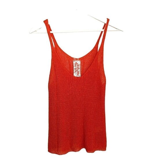 Sadie & Sage Knit Tank Top Orange Travel Vacation Resortwear Women's Size S - Picture 1 of 7